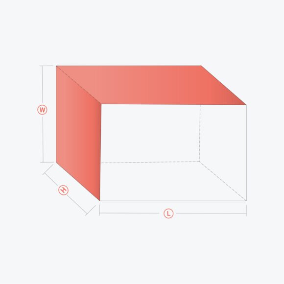 3D mockup of custom bowl sleeve boxes with dimensions for height, width, and length.