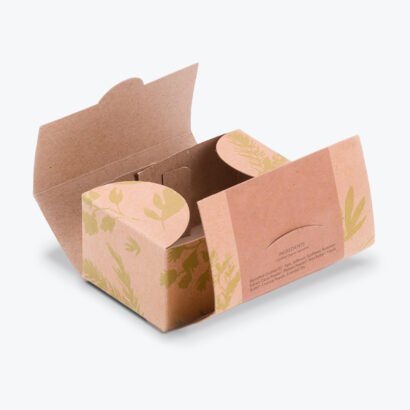 Eco-friendly custom organic bar packaging box made from kraft paper with elegant natural designs, ideal for food-safe and sustainable packaging.