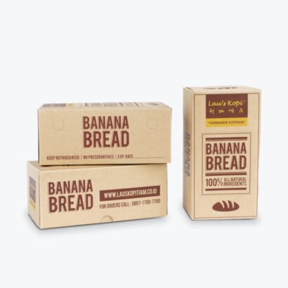 bread packaging boxes for banana bread with branding and eco-friendly design.
