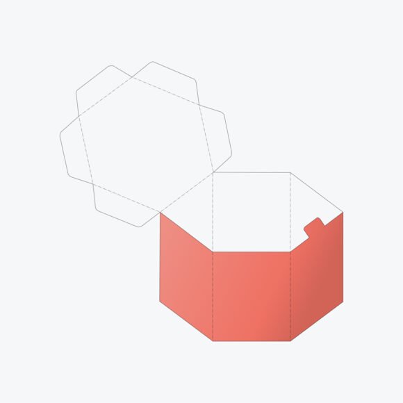 Flat hexagonal base and lid of a Hexagon 2 PC Box, showcasing its durable material and stylish structure.