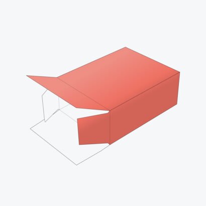 Open 3D view of a Seal End Auto Bottom Box, highlighting its pre-glued bottom and sealable end design.