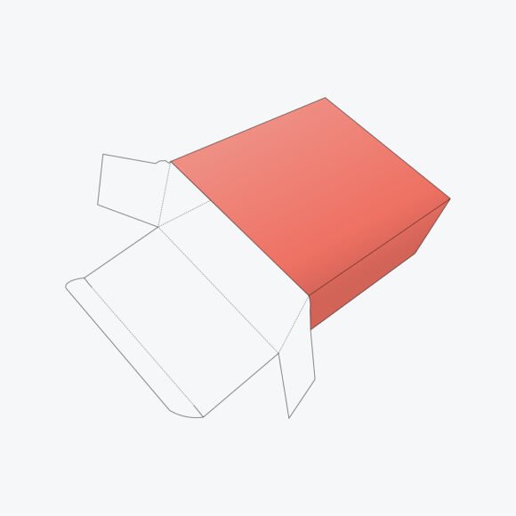 Partially assembled Tuck End Auto Bottom Box showing tuck flaps and pre-glued bottom.