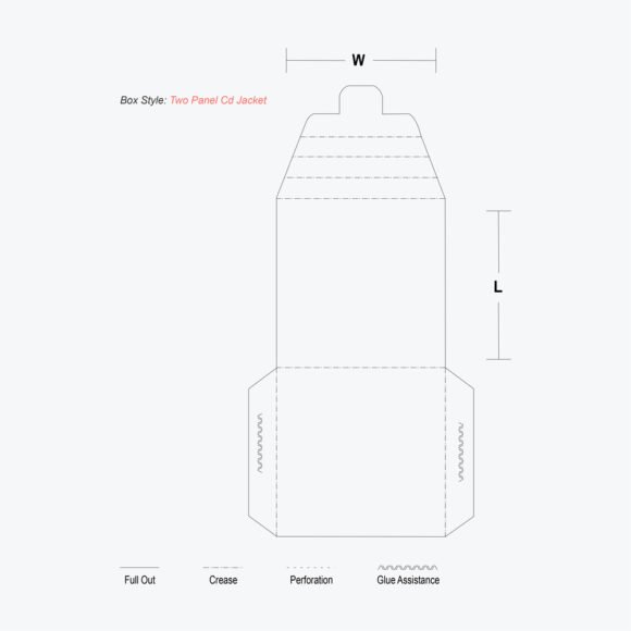 Two Panel CD Jacket dieline layout for custom packaging