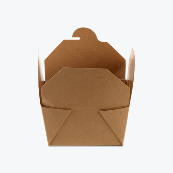 Open kraft takeout box showcasing eco-friendly and durable design.
