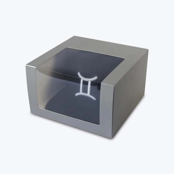 Stylish and affordable custom printed hat box with a transparent window and durable design.