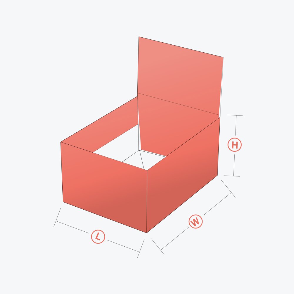 3D mockup of a 1-2-3 Bottom Box featuring labeled dimensions for length