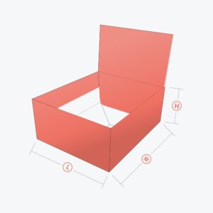 3D mockup of an auto bottom box with a display lid