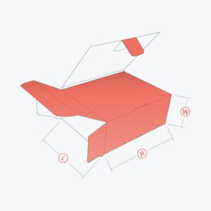 Custom bookend box with open lid and structural dimensions