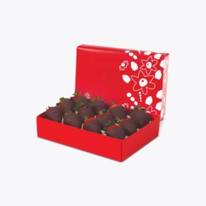 Red Chocolate Covered Strawberry Box with Elegant Floral Design