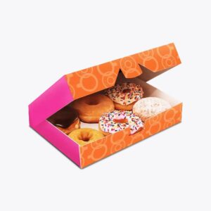 Bright and Vibrant Custom Donut Box with Assorted Donuts