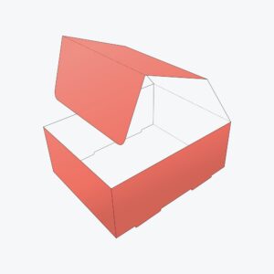 3D illustration of a partially closed Double Wall Tuck Top Box showing the tuck top closure mechanism.