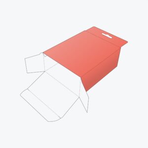 Partially opened Five Panel Hanger Box with a visible hanger tab and foldable flaps for secure product packaging.