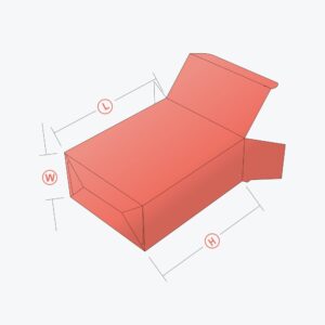 3D mockup of a Full Flap Auto Bottom Box showing dimensions for length