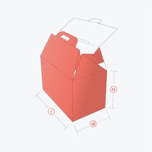 Gable Box Auto Bottom with a sturdy handle and foldable design for secure packaging.