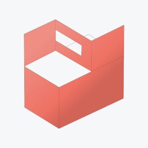 Glass carrier box design with dimensions labeled for width