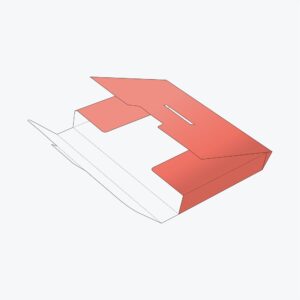 Partially opened Paper Briefcase Box with visible handle and foldable panels for secure product packaging.