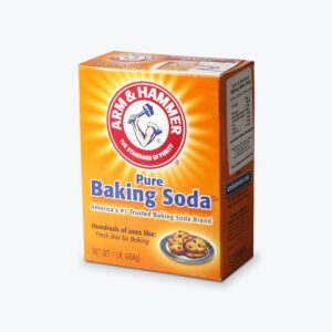 Baking soda box with vibrant packaging featuring the Arm & Hammer logo