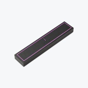 Custom chocolate box in a sleek black telescopic design with a purple border