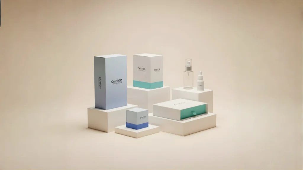 Custom packaging box mockups showing premium materials and clean branding