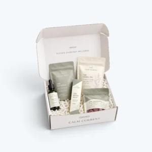 Custom CBD Subscription Boxes with branded wellness products and cardboard packaging