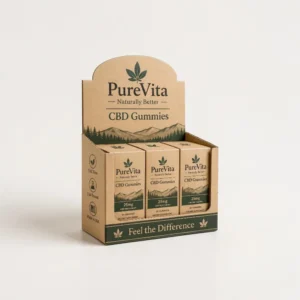 Custom CBD display boxes for CBD gummies with kraft cardboard retail display packaging
