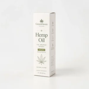Custom hemp oil boxes in white printed cardboard packaging with clean hemp oil branding
