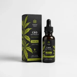 Custom CBD Tincture Boxes with black printed tincture box and CBD extract bottle