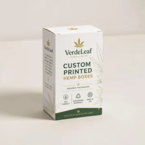 Custom printed hemp boxes in white cardboard packaging with logo printing and hemp branding