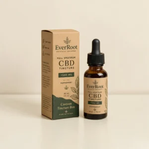 Custom CBD Tincture Boxes in kraft cardboard style with CBD dropper bottle