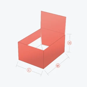 Custom bottom boxes 1-2-3 style 3D mockup with length width and height dimensions