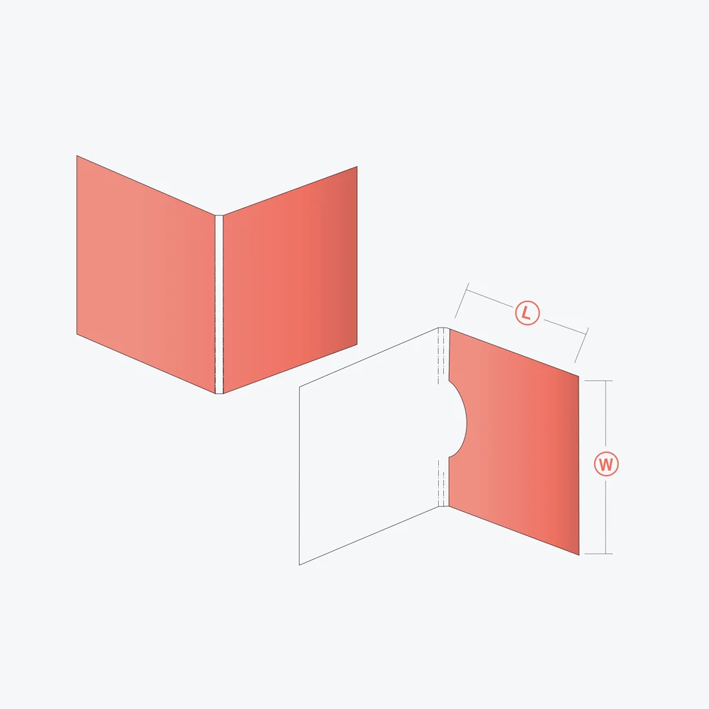 Four Panel CD Jacket 3D mockup showing open sleeve design and disc pocket dimensions