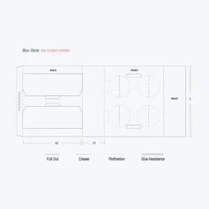 Ice cream cone holder dieline template with fold lines handle slots and cone cutouts