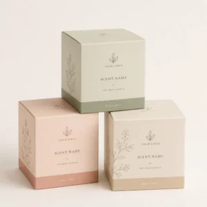 Custom printed candle boxes with pastel cardboard candle packaging and luxury candle box designs
