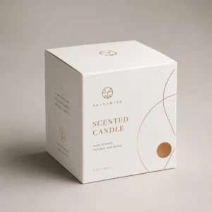 Custom printed candle boxes with white luxury candle packaging box and premium logo design