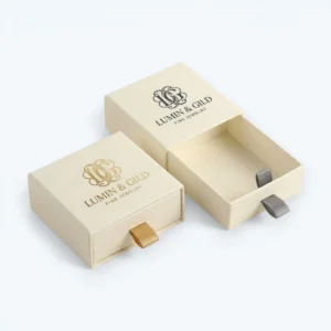Custom jewelry boxes with logo in luxury drawer style packaging