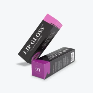 Custom lip gloss boxes with premium printed design for cosmetic packaging