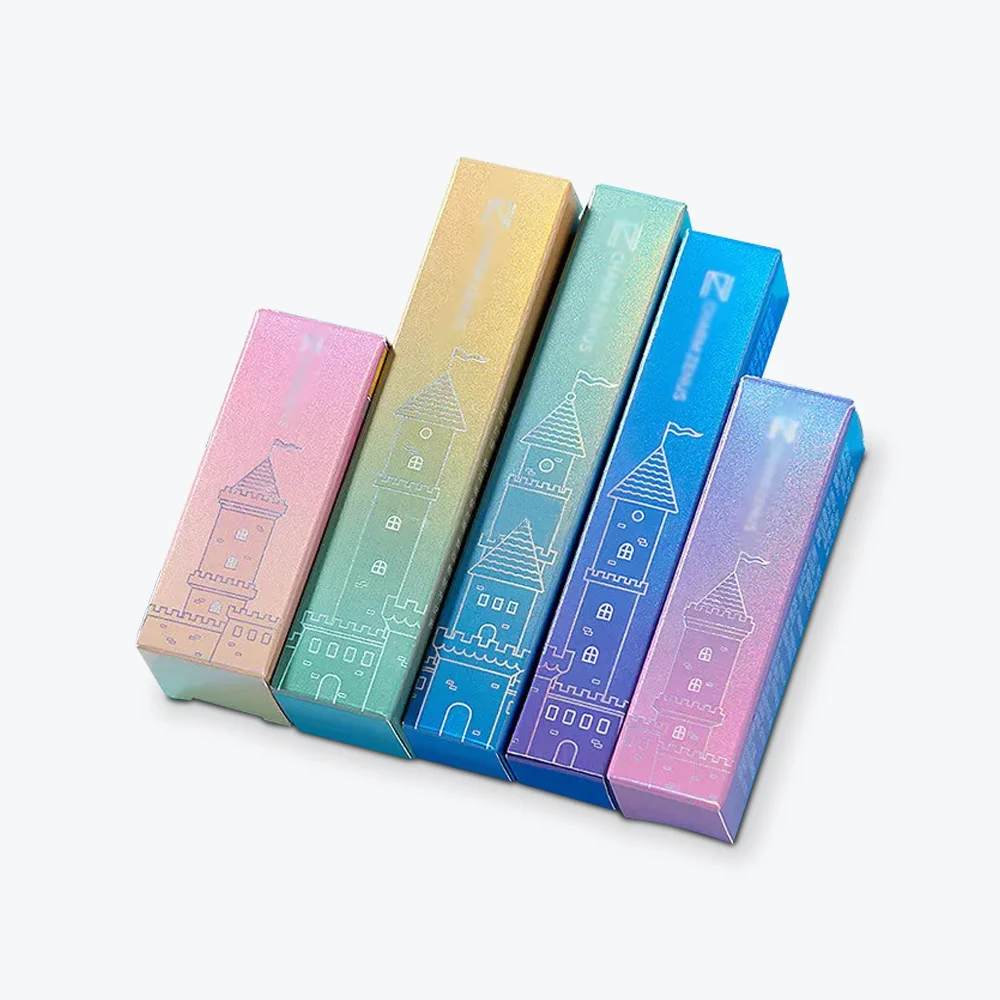 Printed custom boxes for lip gloss with colorful holographic packaging design