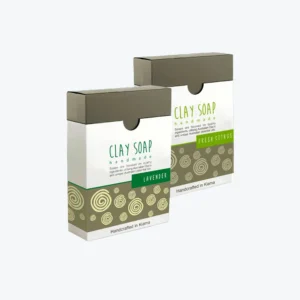 Custom soap boxes with printed branding for handmade soap packaging