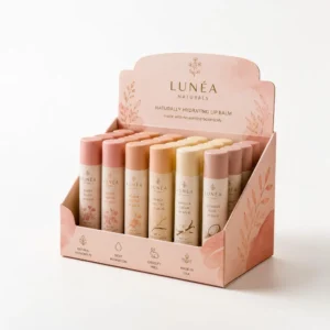 Lip balm display boxes with printed cardboard counter display packaging