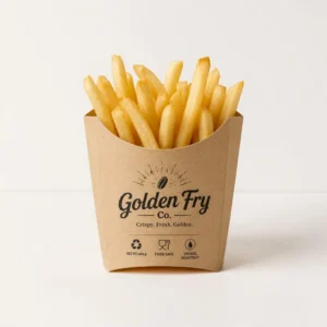 Custom French fry boxes in kraft material for fries packaging