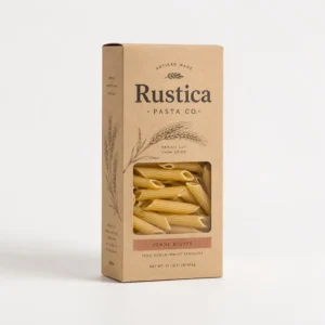 Custom pasta boxes in kraft material for penne pasta packaging