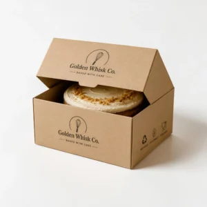 custom cake boxes in kraft material with logo for bakery packaging