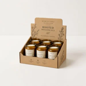 Custom candle display boxes in kraft style for natural candle retail packaging