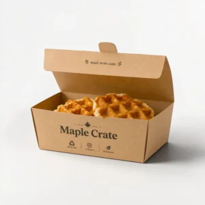 Custom waffle boxes in kraft paperboard with eco-friendly bakery packaging style