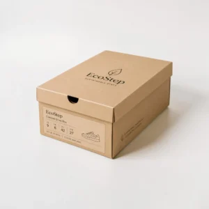 Custom shoes boxes in kraft cardboard with size label and footwear logo printing