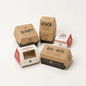 Custom burger boxes in multiple styles for wholesale packaging