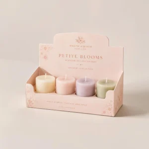 Custom candle display boxes for pillar candles with printed retail display packaging