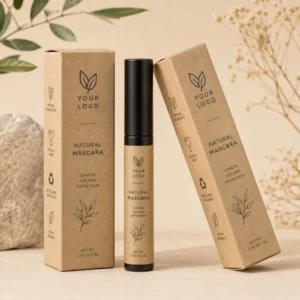 Custom mascara boxes made from kraft cardboard with eco friendly packaging design