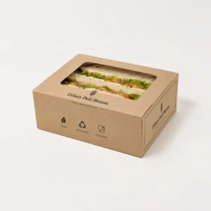 Custom sandwich boxes with rectangular window for food display