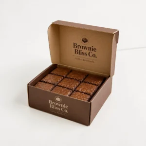 custom brownie boxes for fudge brownies with printed branding